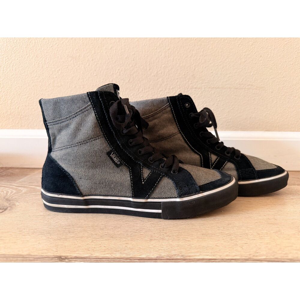 Vans Tory Hi Black Suede & Denim High Top Sneakers (Women's US 7)